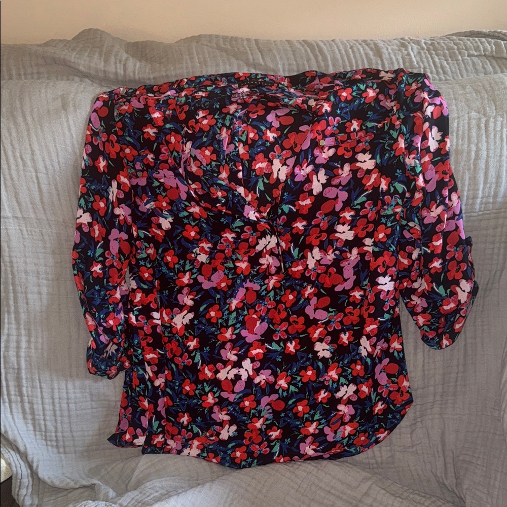 Attention Black and Red Floral Blouse